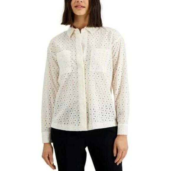 Alfani Tops - Alfani Botanic Affair Eyelet Blouse, 2X